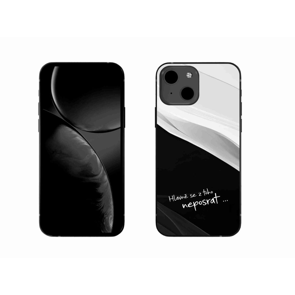 Gelový kryt mmCase na iPhone 13 6.1 - vtipný text 13 černobílé pozadí