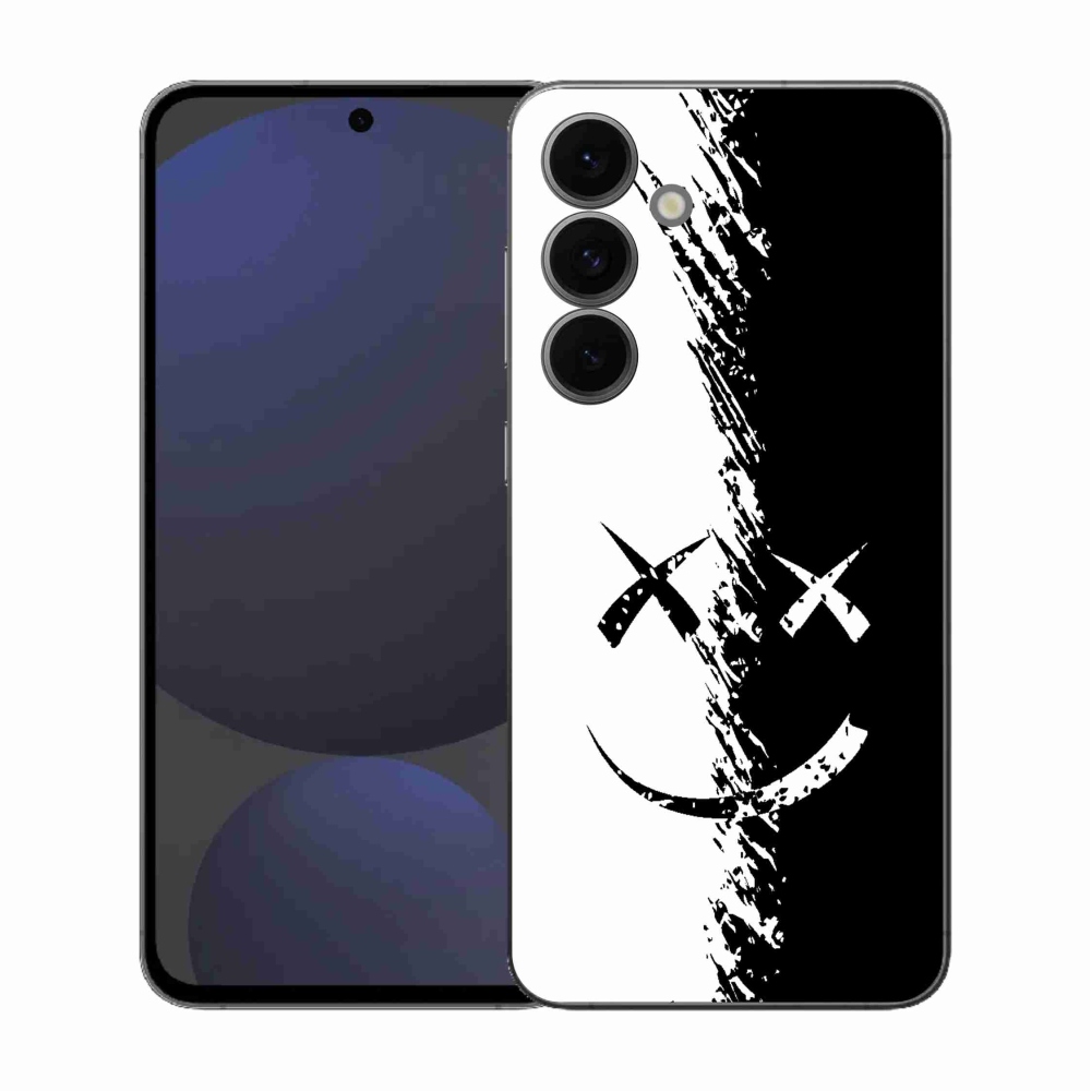Gelový kryt mmCase na Samsung Galaxy S25 FE - černobílý smajlík