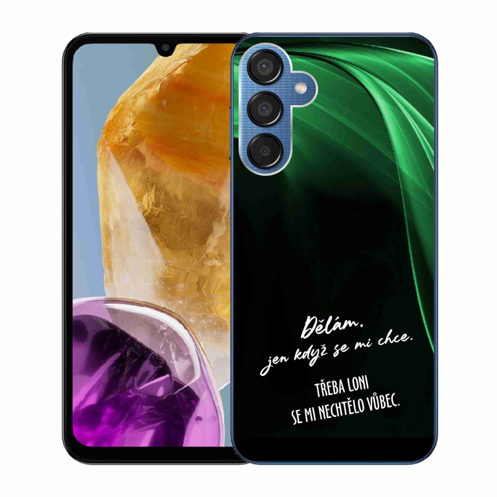 Gelový kryt mmCase na Samsung Galaxy M15 5G - vtipný text 12 černé pozadí