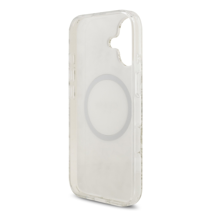 Guess IML Flowers Allover Strap MagSafe Zadní Kryt pro iPhone 17 White