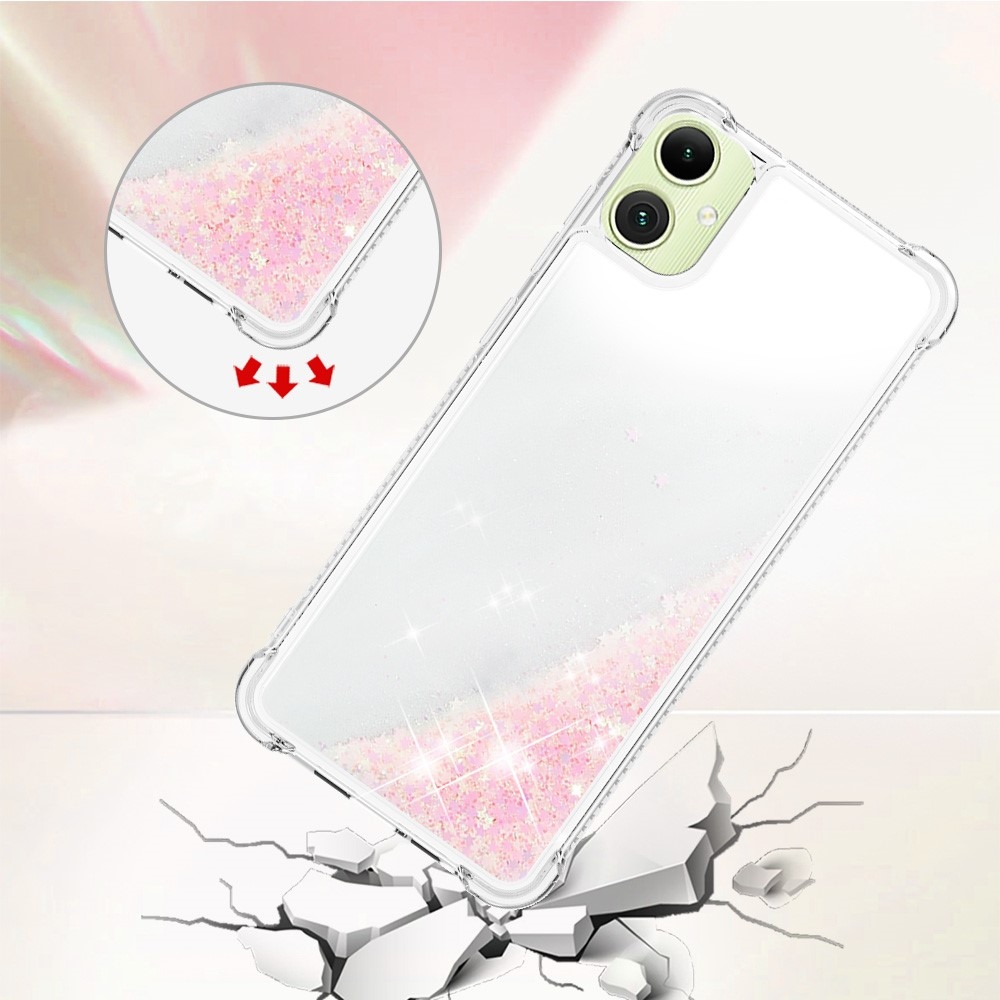 Glitter přesýpací gelový obal na Samsung Galaxy A06 4G - růžový/hvězdičky