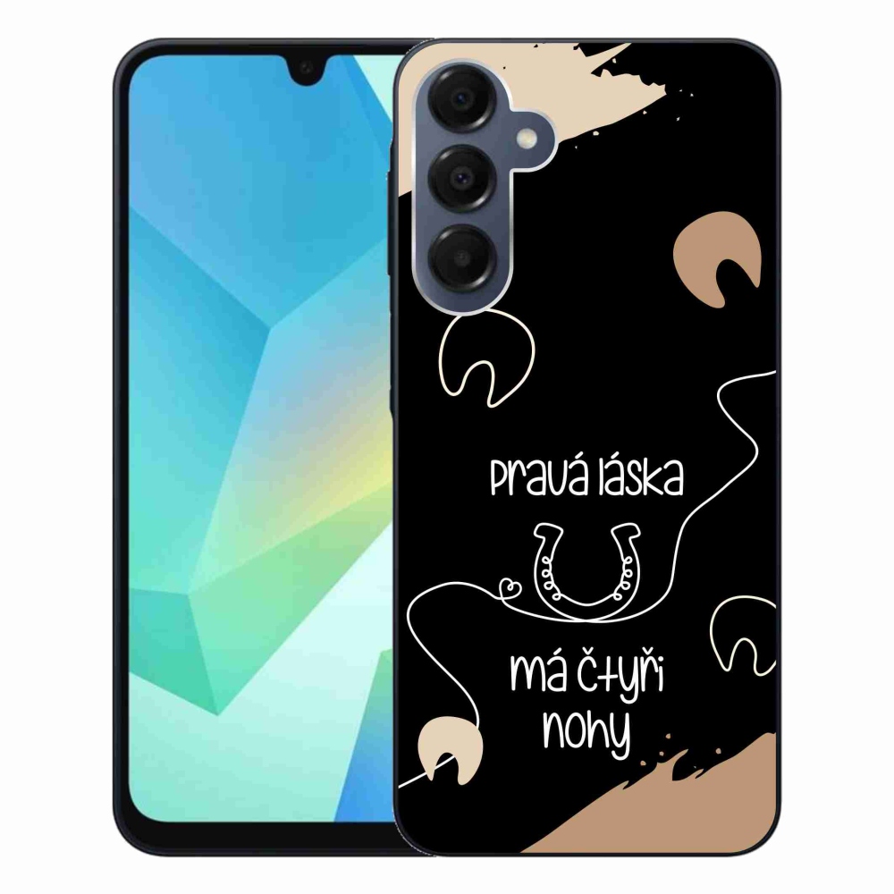 Gelový kryt mmCase na Samsung Galaxy A16 4G/5G - koňský motiv černé pozadí
