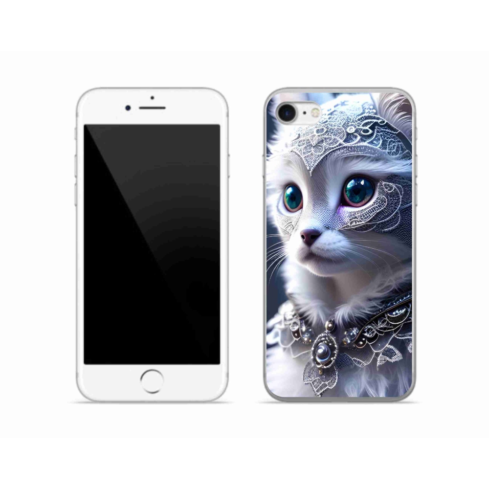 Gelový kryt mmCase na iPhone SE (2022) - bílá kočka