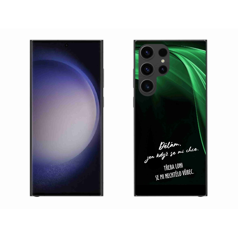 Gelový kryt mmCase na Samsung Galaxy S23 Ultra 5G - vtipný text 12 černé pozadí
