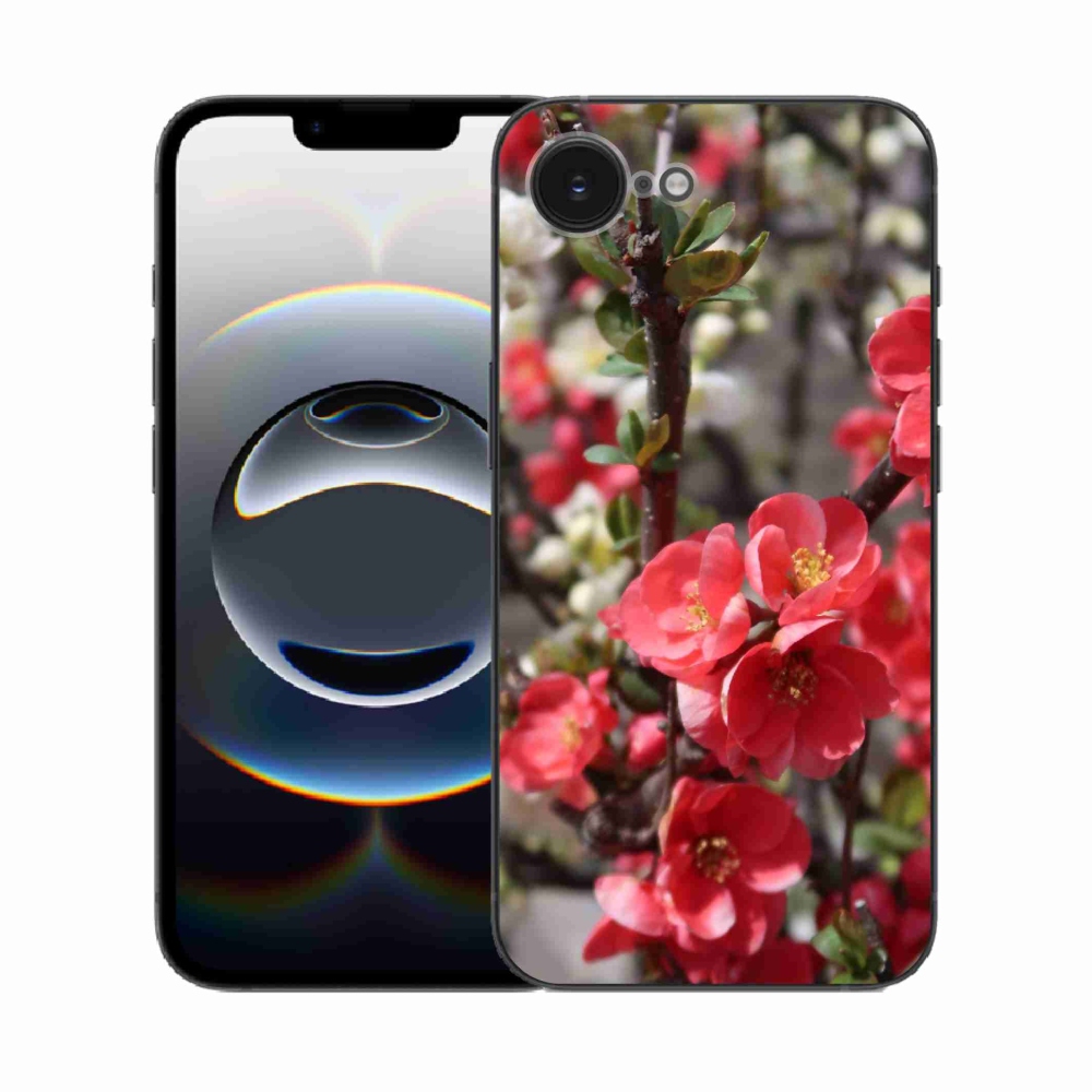 Gelový kryt mmCase na iPhone 16e - červené květy