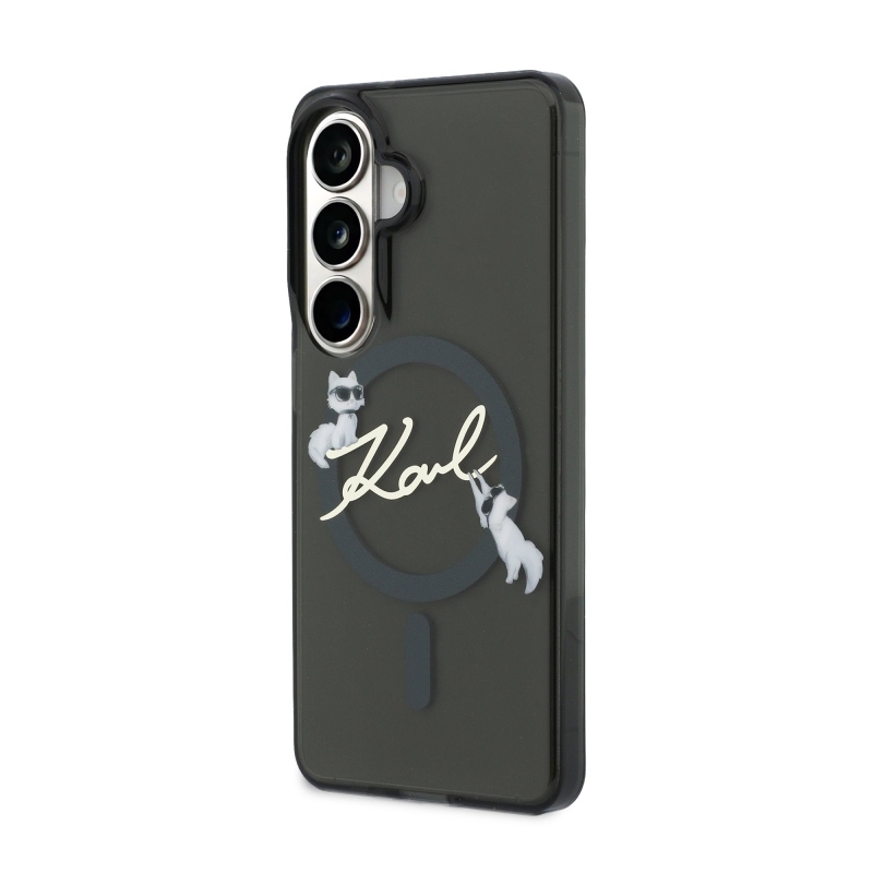 Karl Lagerfeld IML Choupette Karl Script Logo Magnetic Zadní Kryt pro Samsung Galaxy S26 Black