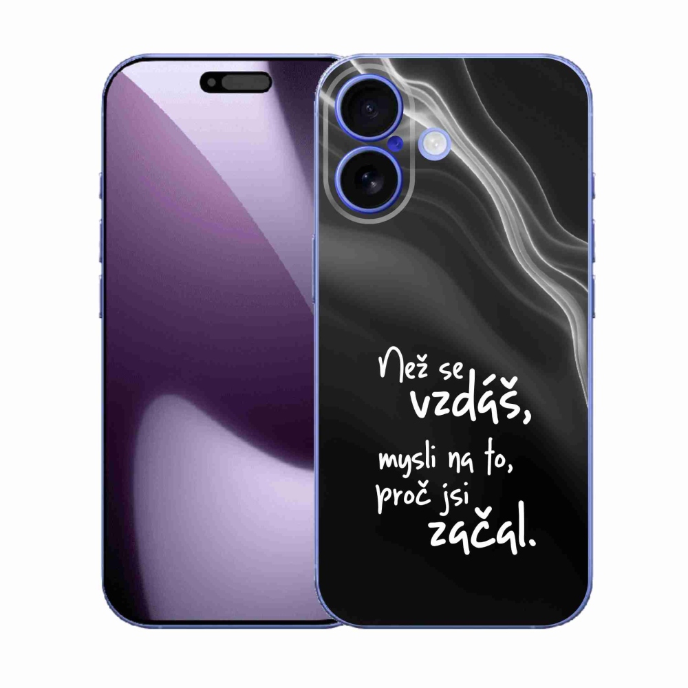 Gelový kryt mmCase na iPhone 17 - citát 2 černé pozadí