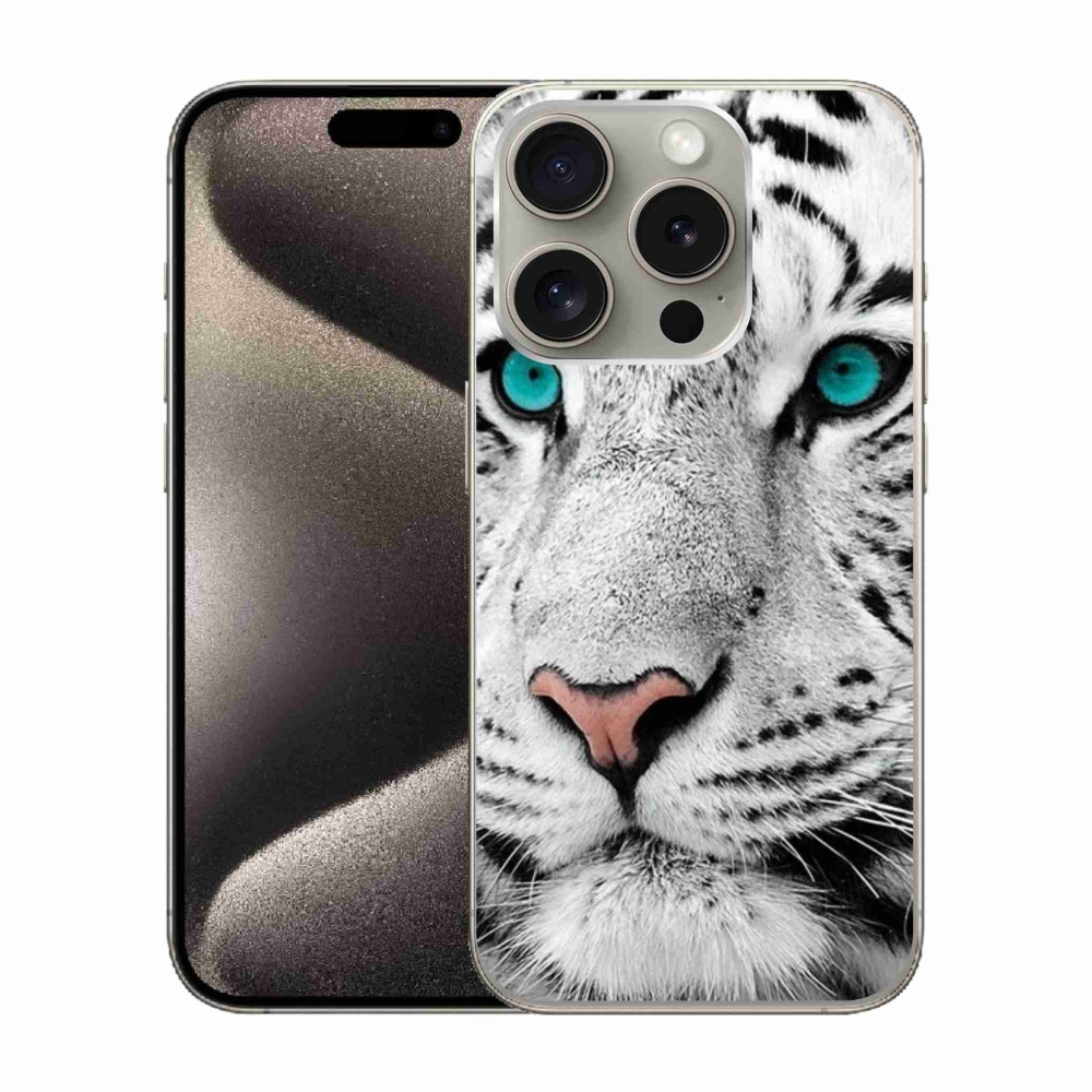 Gelový kryt mmCase na iPhone 15 Pro - bílý tygr