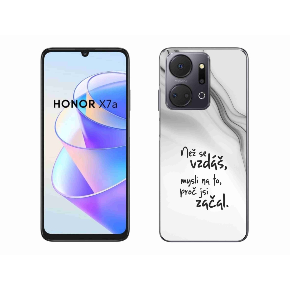 Gelový kryt mmCase na Honor X7a - citát 2 bílé pozadí