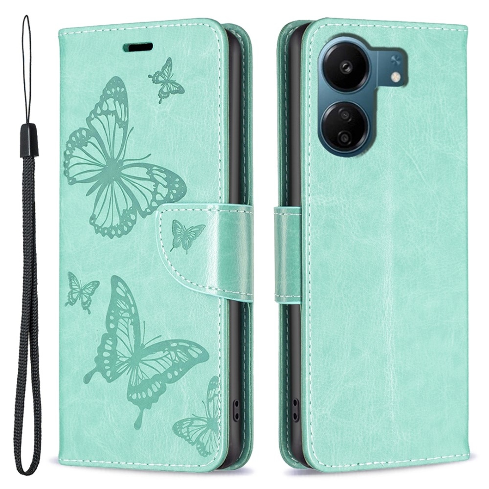 Butterfly knížkové pouzdro na Xiaomi Poco C65/Redmi 13C 4G/5G - modrozelené
