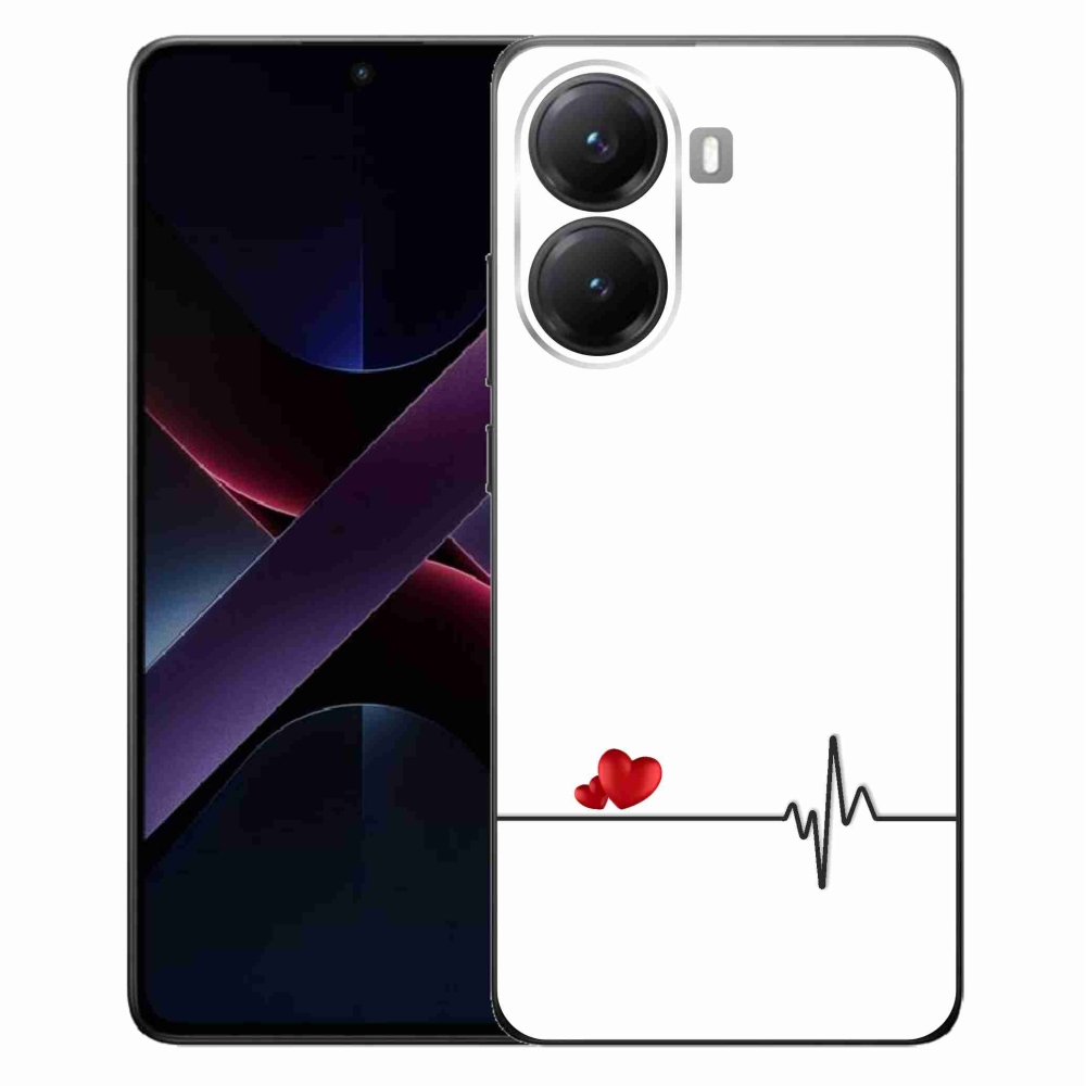 Gelový kryt mmCase na Xiaomi Poco X7 Pro 5G - srdce a tep bílé pozadí