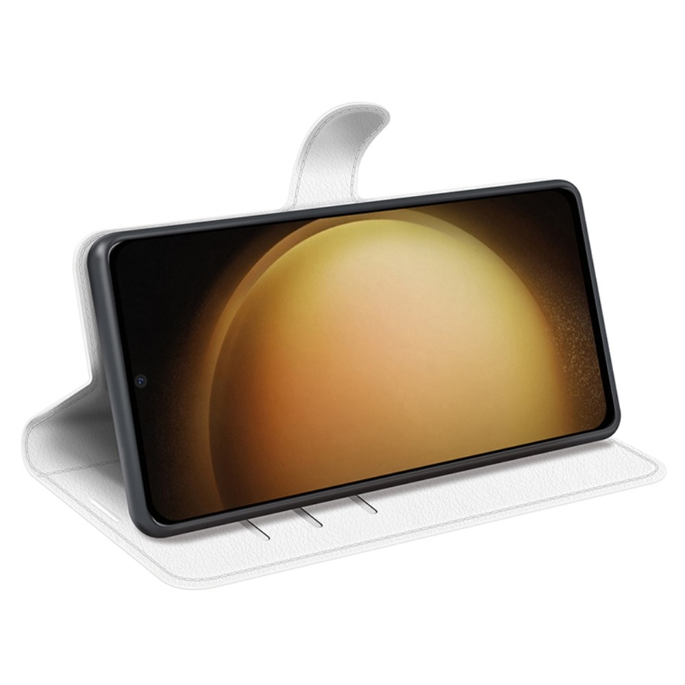 Litchi knížkové pouzdro na Samsung Galaxy S24+ - bílé