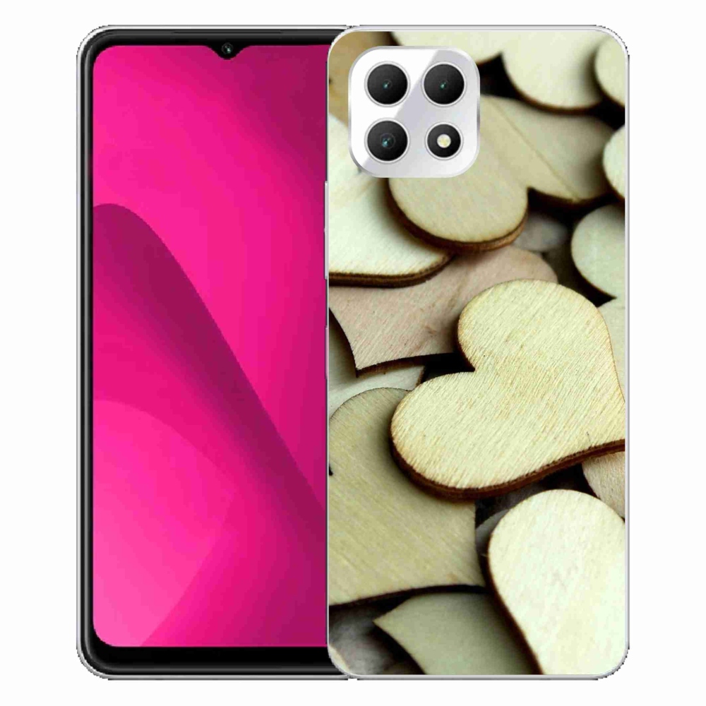 Gelový kryt mmCase na T-Mobile T Phone 2 - dřevěná srdíčka