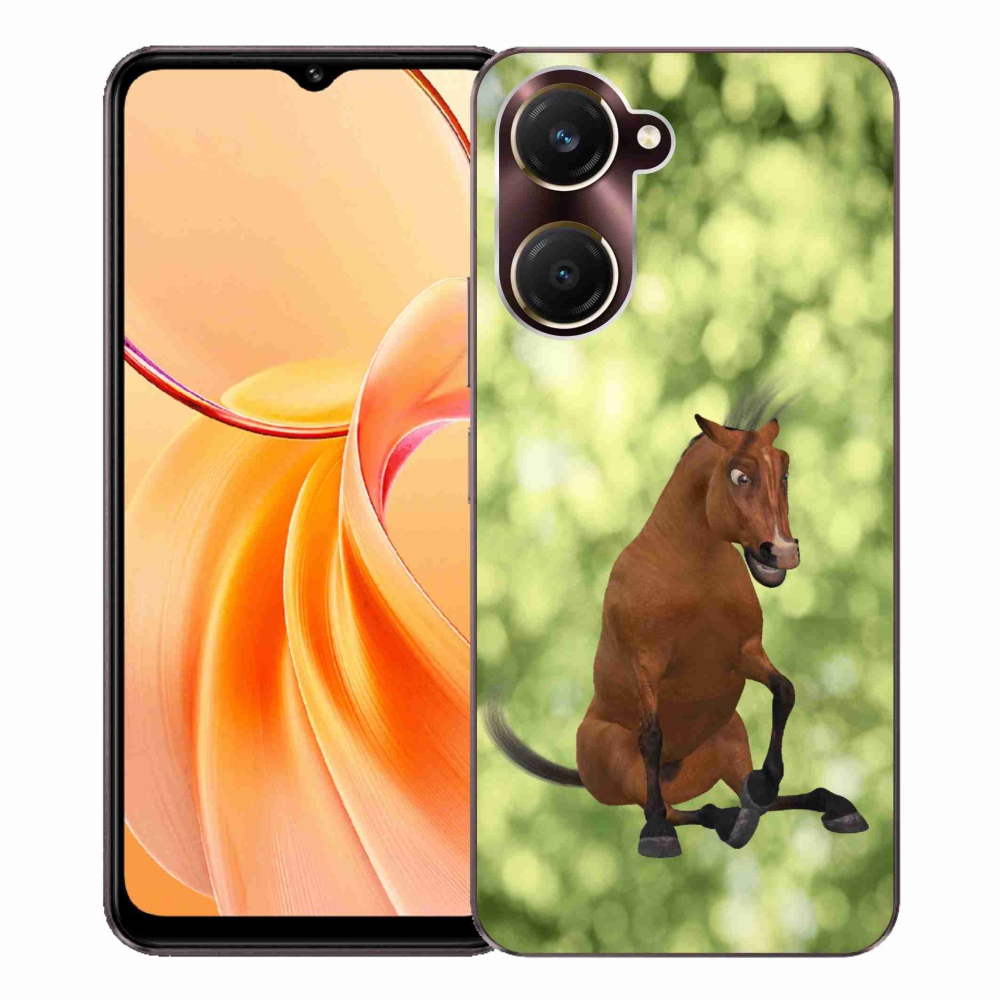 Gelový kryt mmCase na Vivo Y28s 5G - hnědý kreslený kůň 1