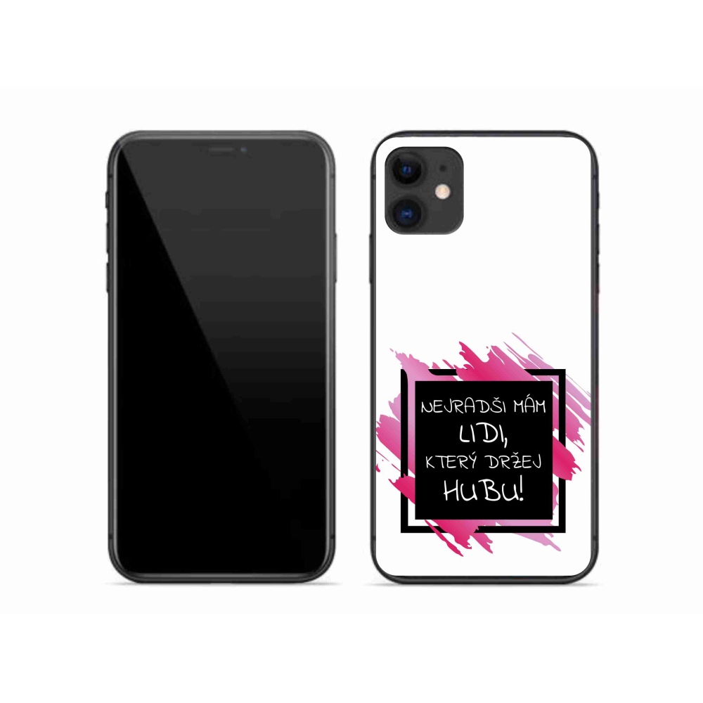 Gelový kryt mmCase na iPhone 11 - vtipný text 7 černobílé pozadí