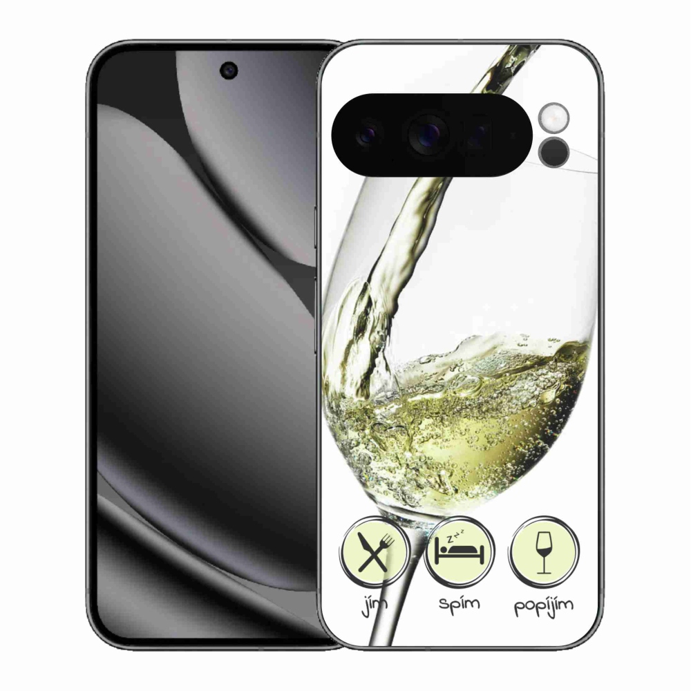 Gelový kryt mmCase na Google Pixel 10 Pro XL - sklenička vína bílé