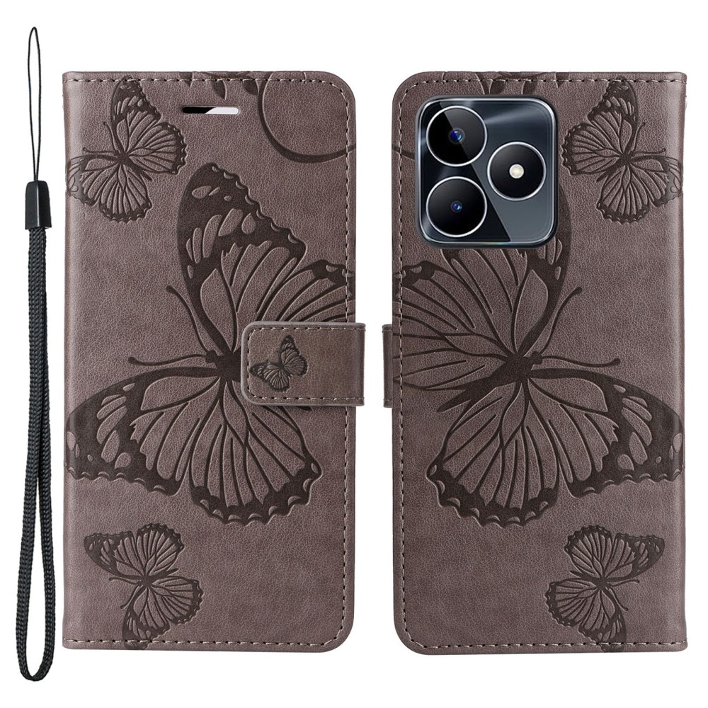 Big Butterfly knížkové pouzdro na Realme C51/C53 - šedé