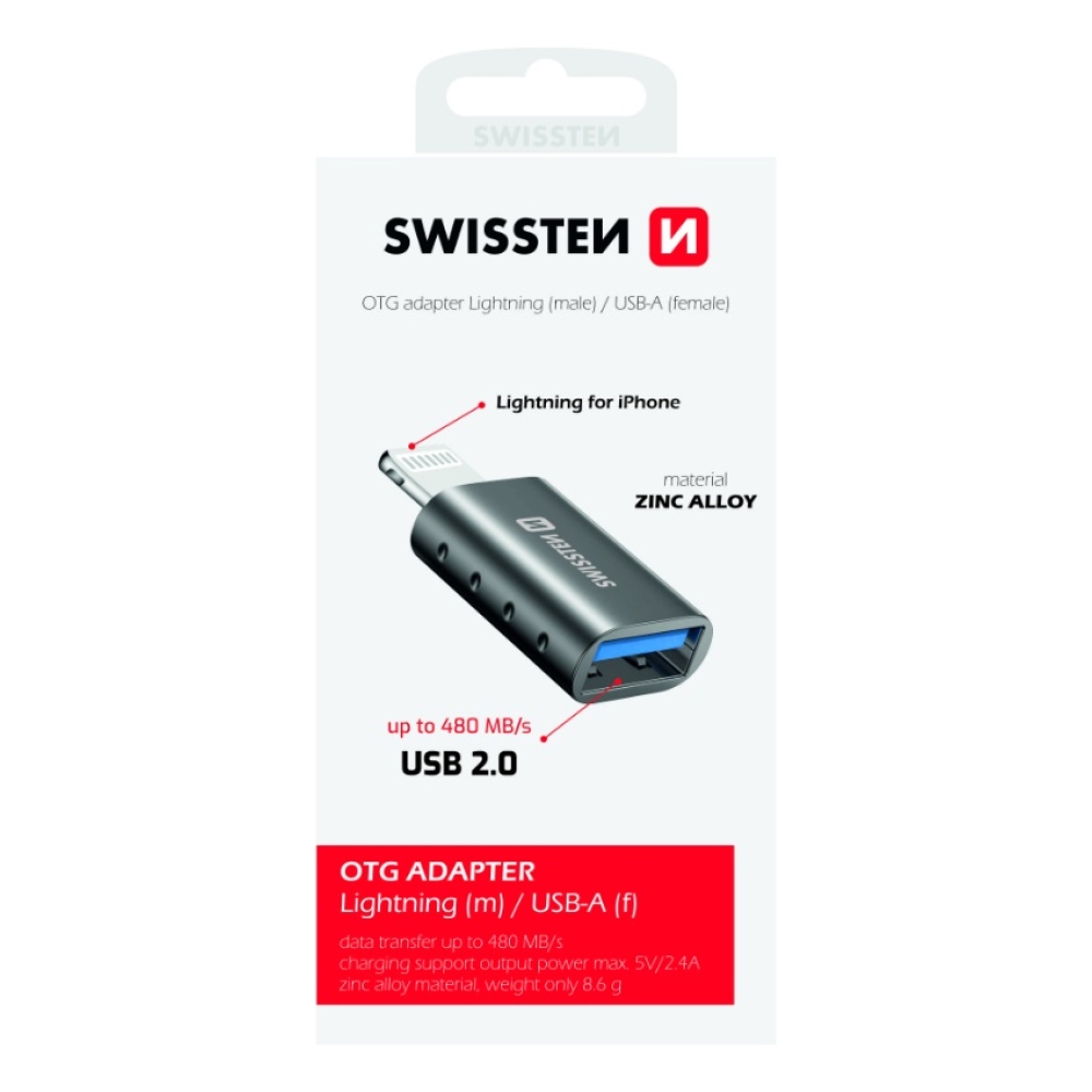 Swissten OTG redukce Lightning (m)/USB-A (f)