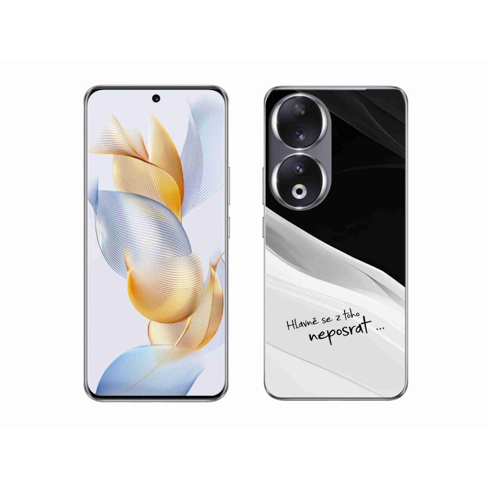 Gelový kryt mmCase na Honor 90 - vtipný text 13 bíločerné pozadí