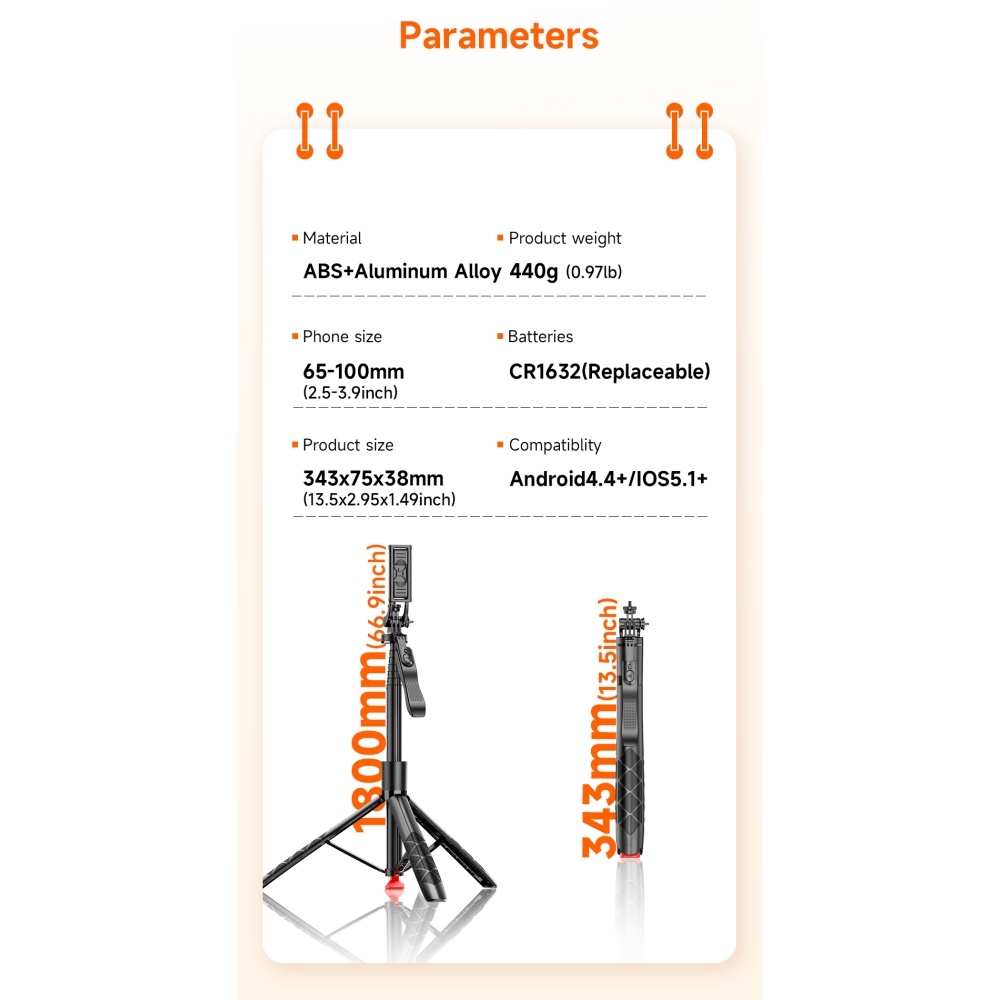 Teleskopická selfie tyč L16-TT se stativem 1,8 m s dálkovým ovládáním