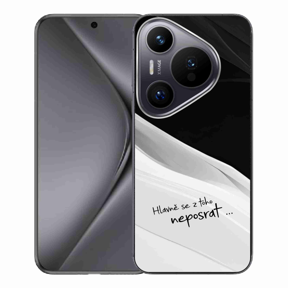 Gelový kryt mmCase na Huawei Pura 70 Pro - vtipný text 13 bíločerné pozadí