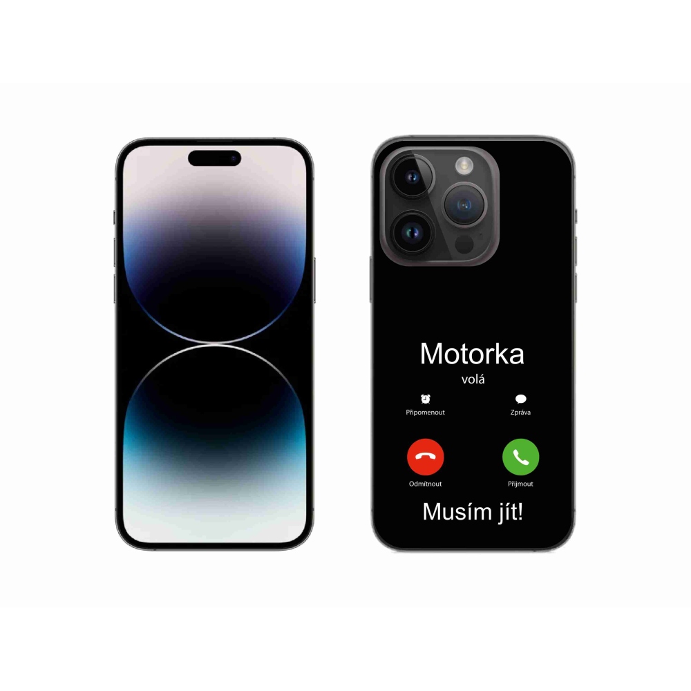 Gelový kryt mmCase na iPhone 14 Pro 6.1 - motorka volá černé pozadí