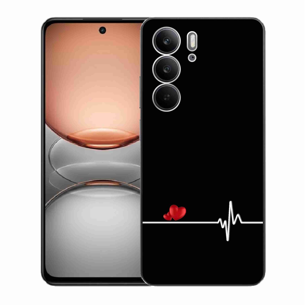 Gelový kryt mmCase na Realme C75 - srdce a tep černé pozadí