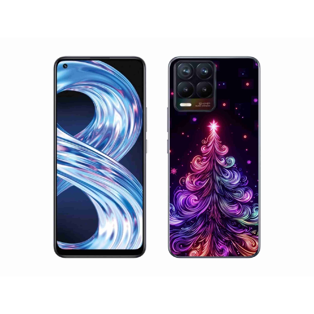 Gelový kryt mmCase na Realme 8 4G - neonový vánoční stromek 1