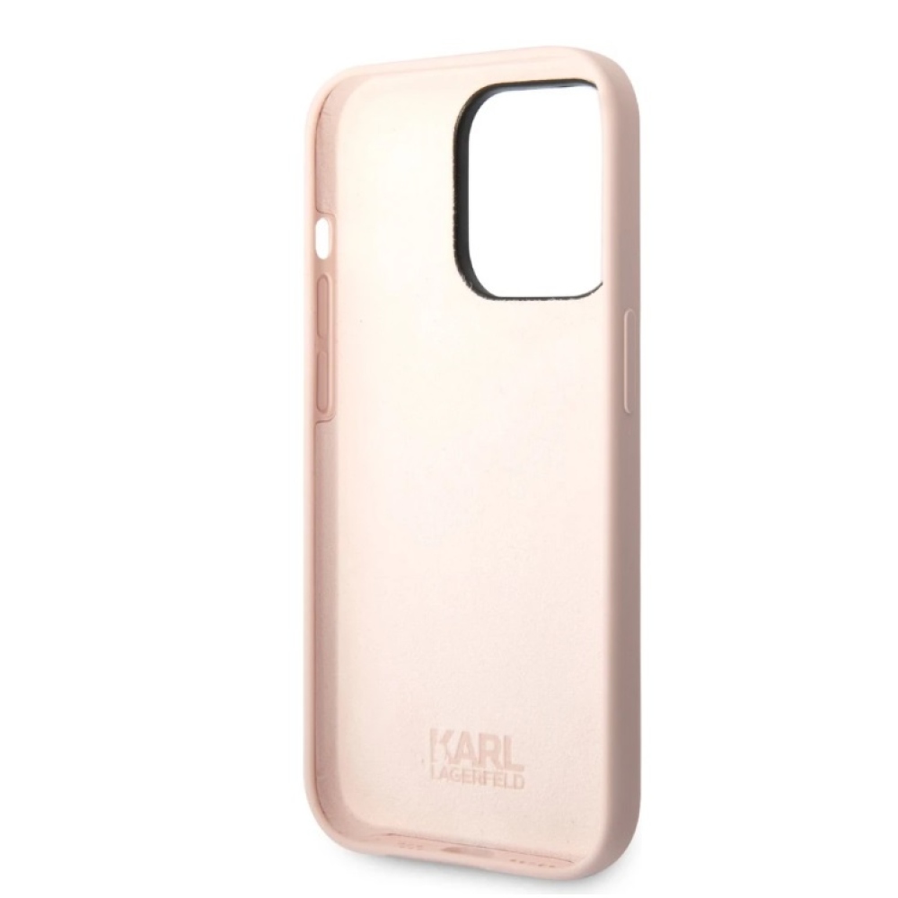 Karl Lagerfeld Liquid Silicone Karl Head kryt iPhone 14 Pro Max růžový