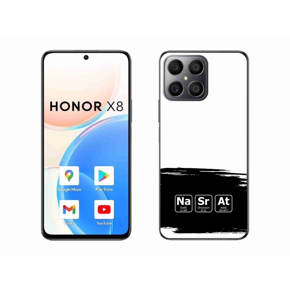 Gelový kryt mmCase na Honor X8 4G - chemické prvky černobílé pozadí