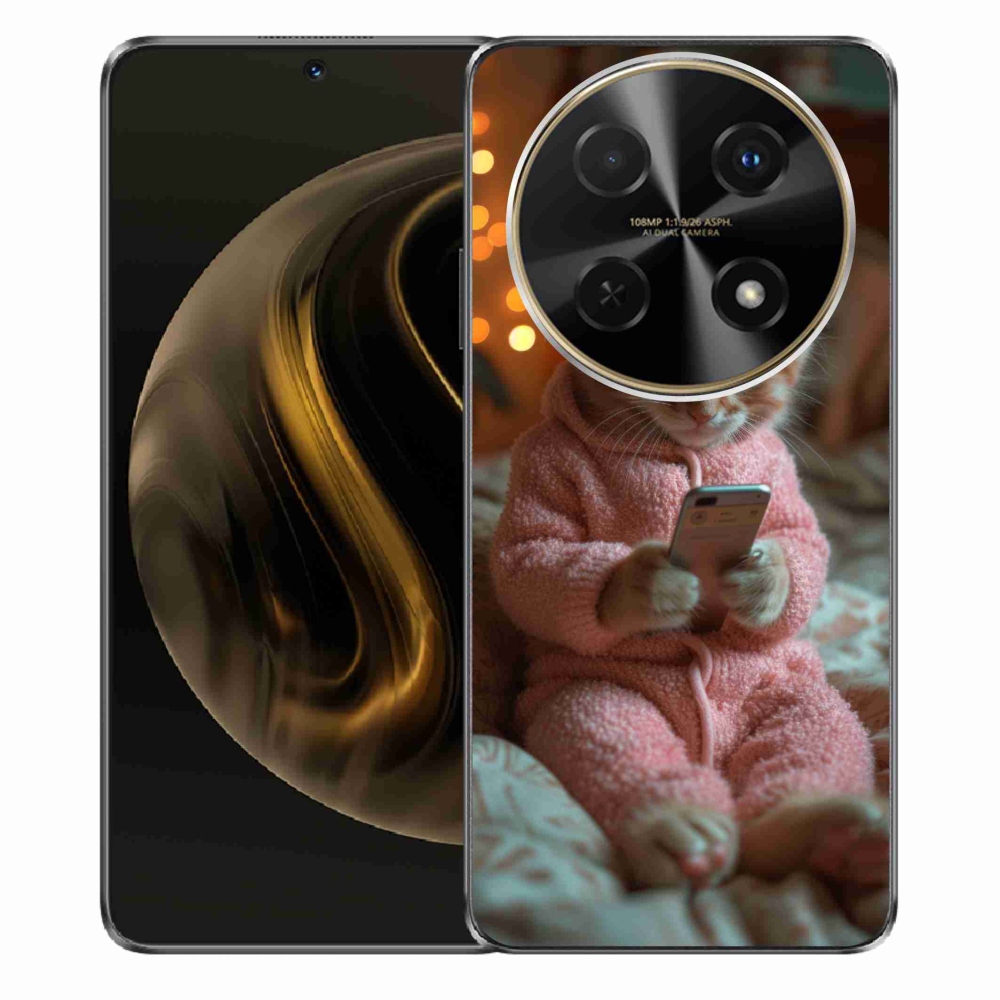 Gelový kryt mmCase na Huawei Nova 12i - kotě s mobilem