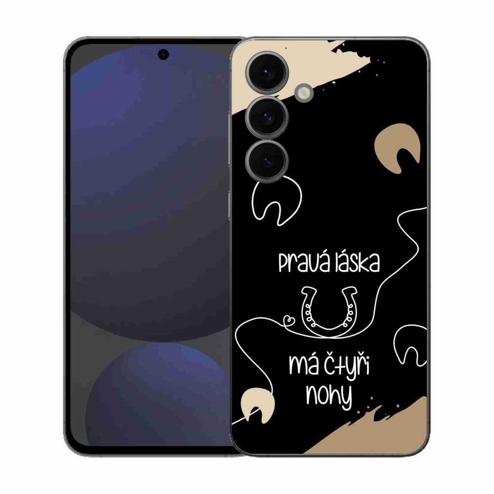 Gelový kryt mmCase na Samsung Galaxy S25 FE - koňský motiv černé pozadí