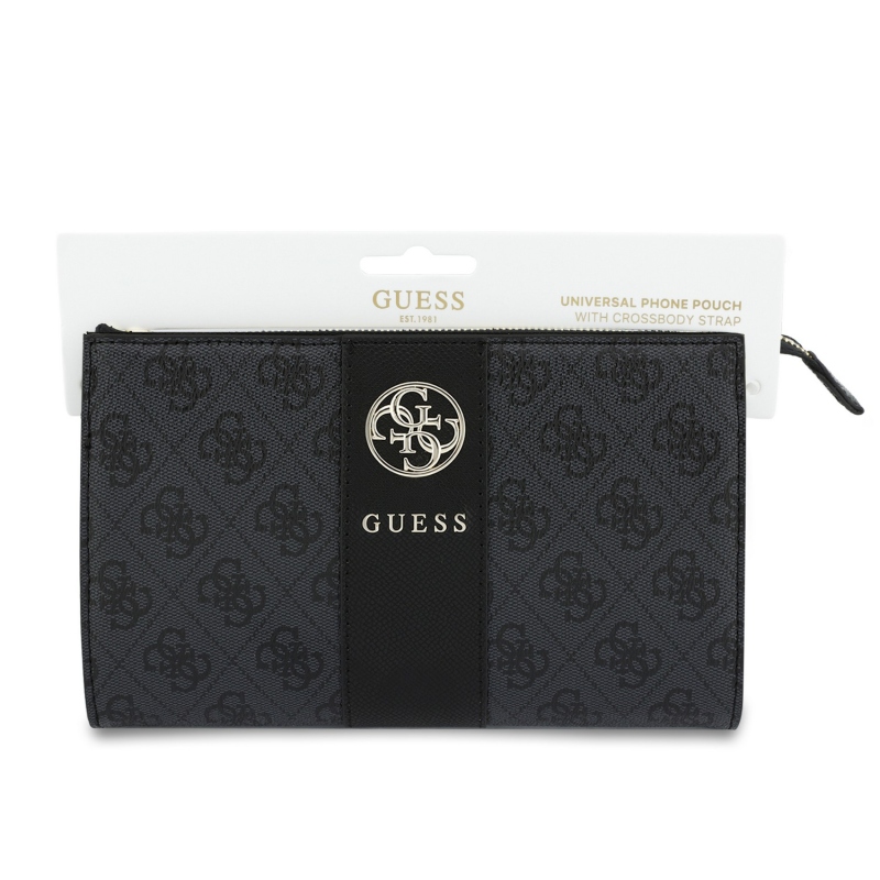 Guess PU 4G Stripe Metal Logo Kabelka na Telefon Black