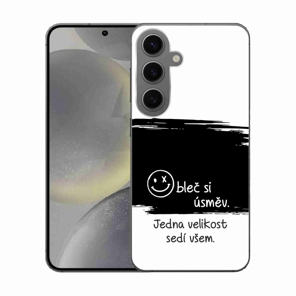 Gelový kryt mmCase na Samsung Galaxy S24 - vtipný text 8 černobílé pozadí