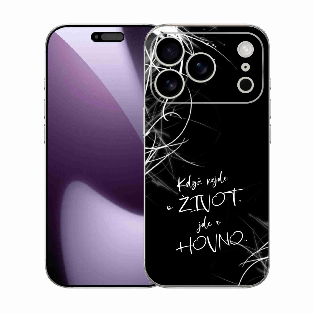 Gelový kryt mmCase na iPhone 17 Pro - vtipný text 16 černé pozadí
