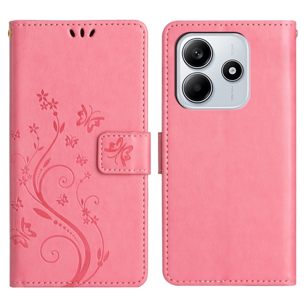 Flowers knížkové pouzdro na Xiaomi Redmi Note 14 5G - růžové