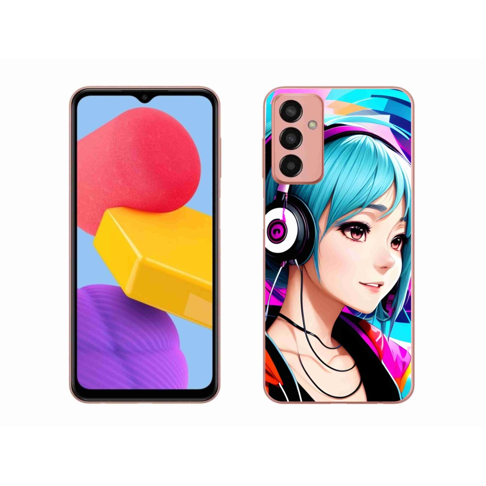 Gelový kryt mmCase na Samsung Galaxy M13 - dívka se sluchátky