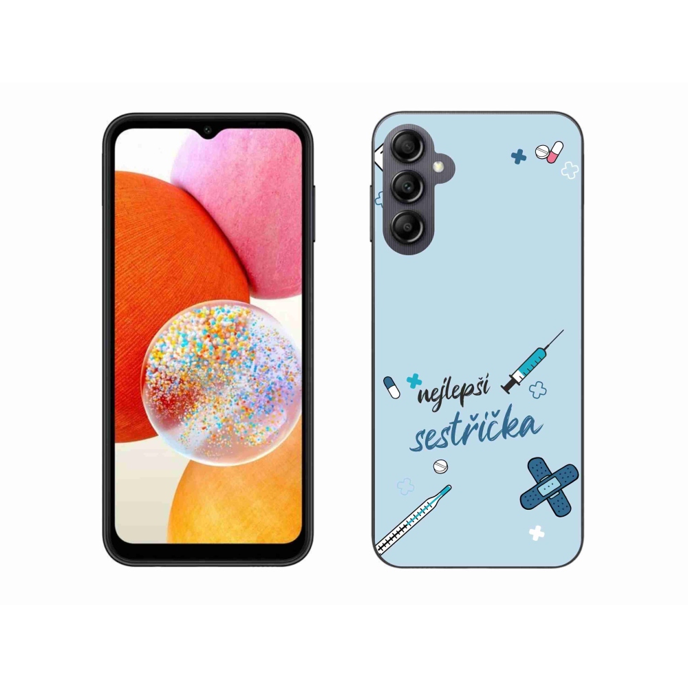 Gelový kryt mmCase na Samsung Galaxy A14 4G/5G - nejlepší sestřička modré pozadí
