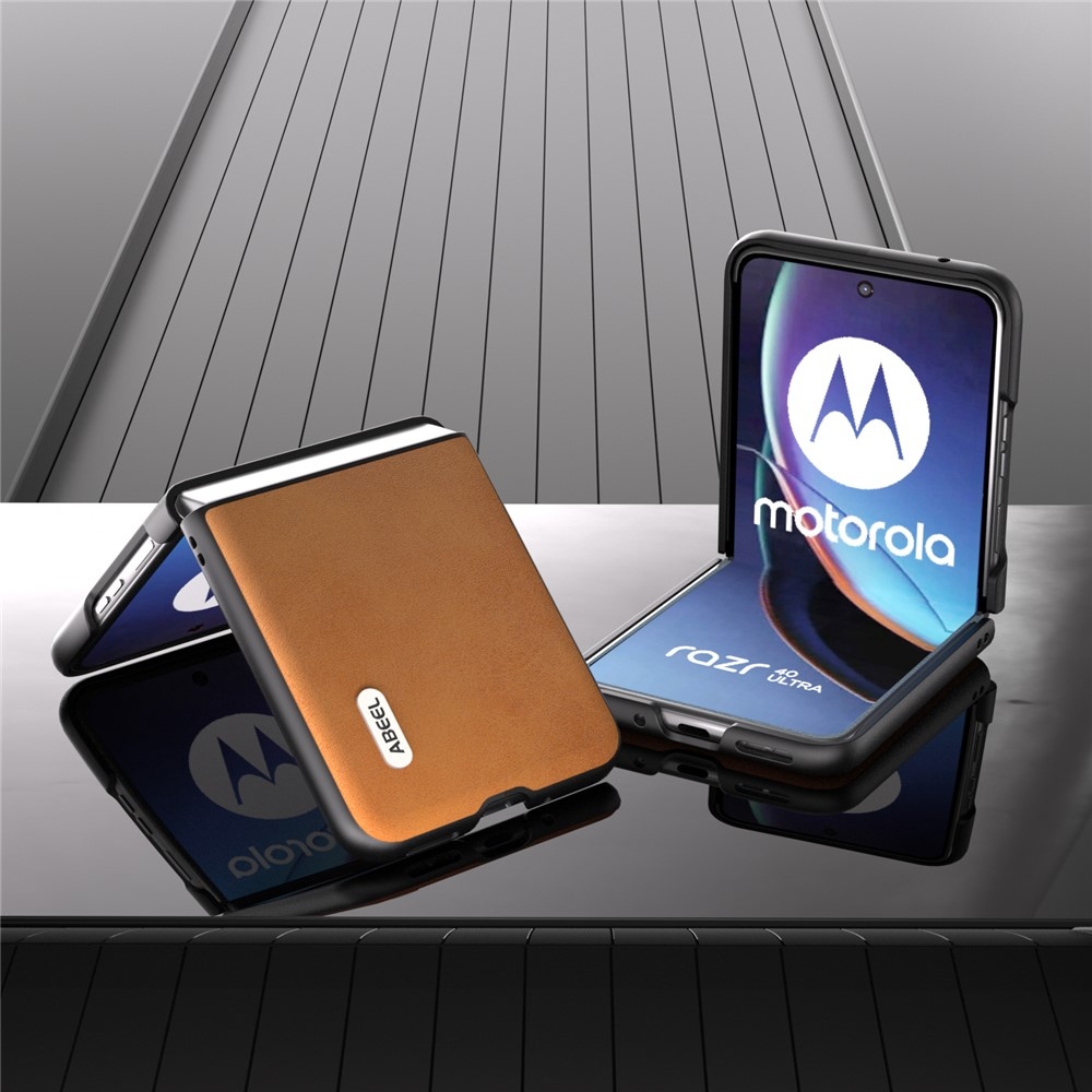 ABEEL plastový obal s pevnými zády na Motorola Razr 40 Ultra 5G - hnědý