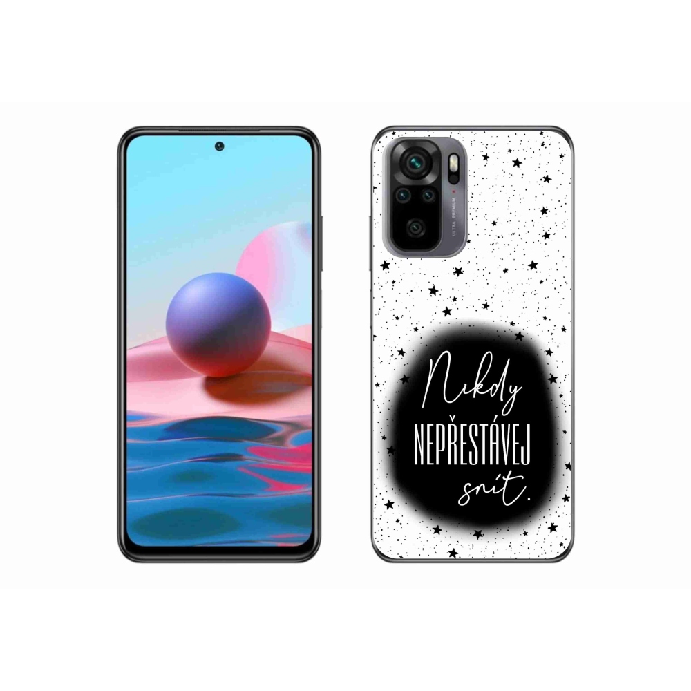 Gelový kryt mmCase na Xiaomi Redmi Note 10 4G - citát 1 černobílé pozadí