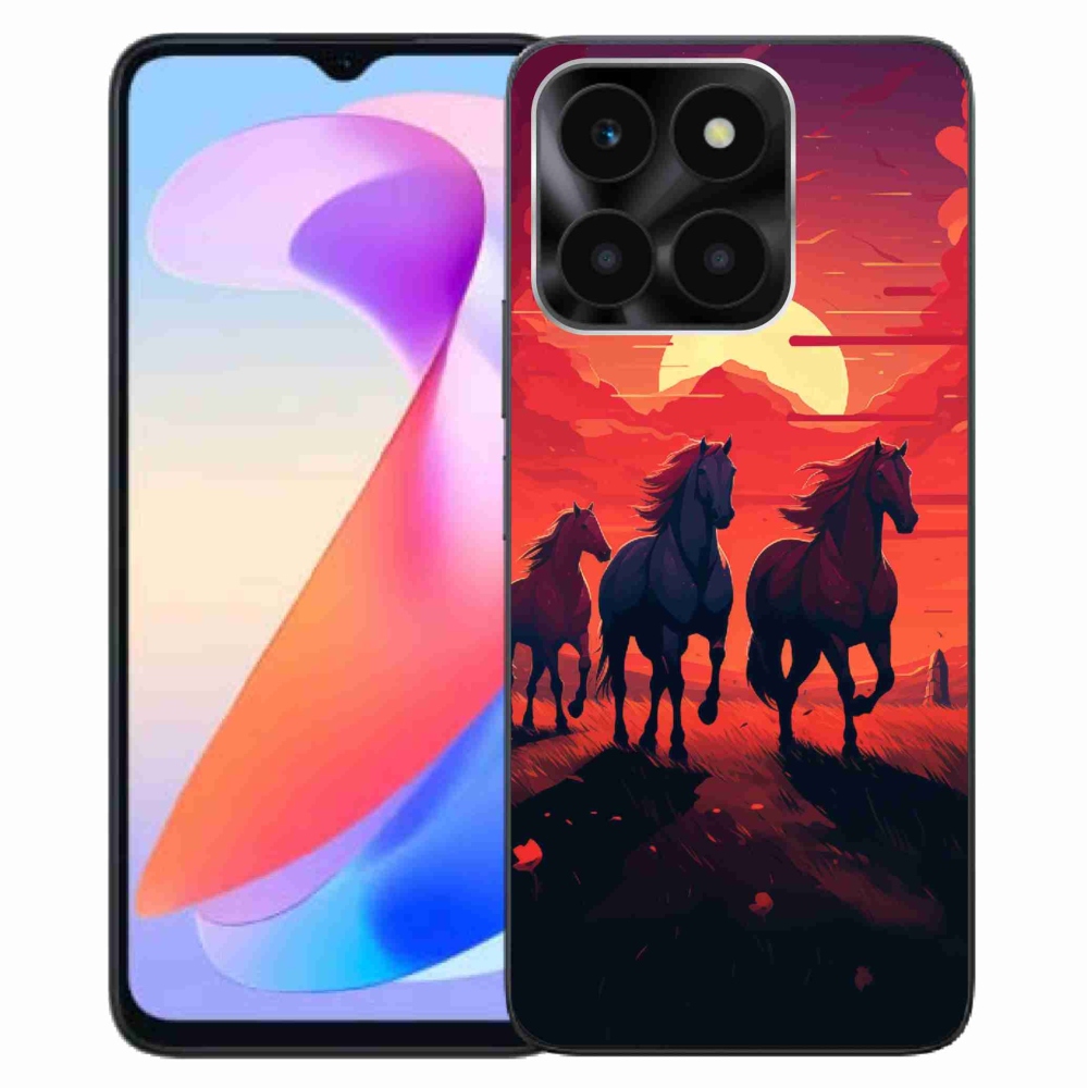 Gelový kryt mmCase na Honor X6a - koně a západ slunce