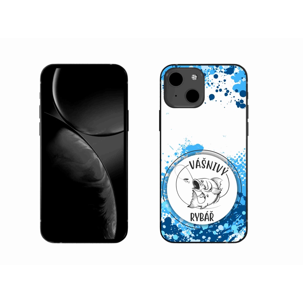 Gelový kryt mmCase na iPhone 13 6.1 - vášnivý rybář bílé pozadí