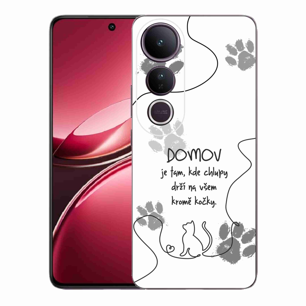 Gelový kryt mmCase na Vivo V50 Lite 4G/5G - kočičí motiv bílé pozadí