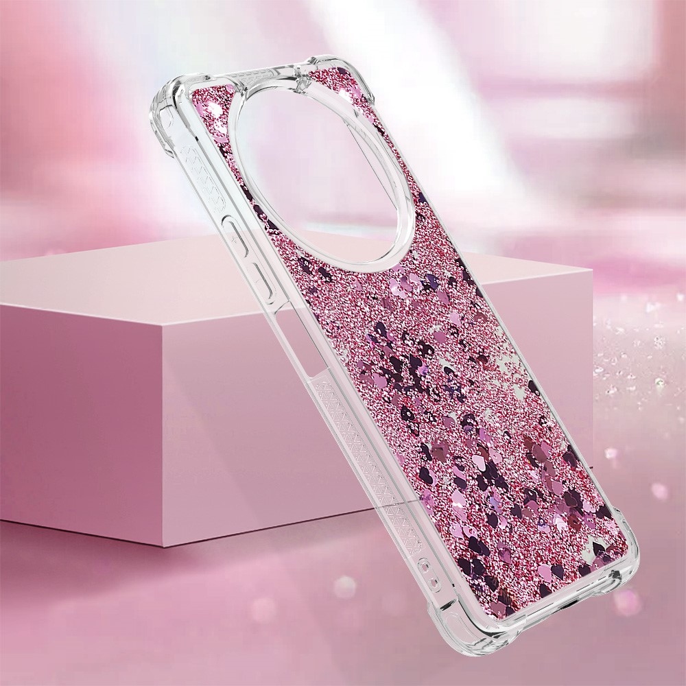 Glitter gelový přesýpací obal na Xiaomi Redmi A3 - růžovozlatý/srdíčka