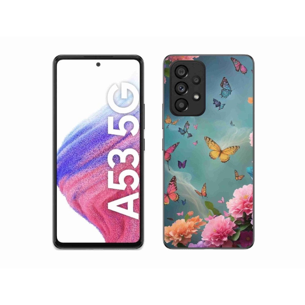 Gelový kryt mmCase na Samsung Galaxy A53 5G - barevné květy a motýli
