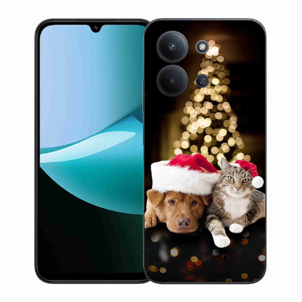 Gelový kryt mmCase na Xiaomi Redmi 15C 4G (171mm)/Poco C85 4G (171mm) - vánoční pes a kočka