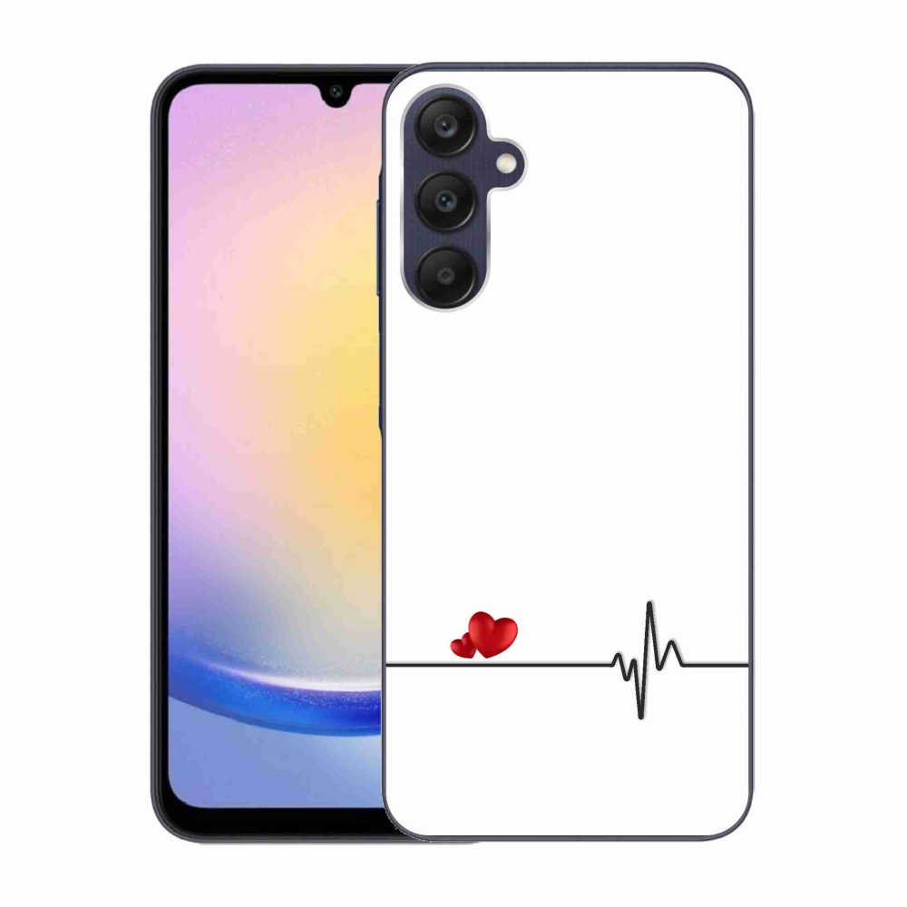 Gelový kryt mmCase na Samsung Galaxy A25 5G - srdce a tep bílé pozadí