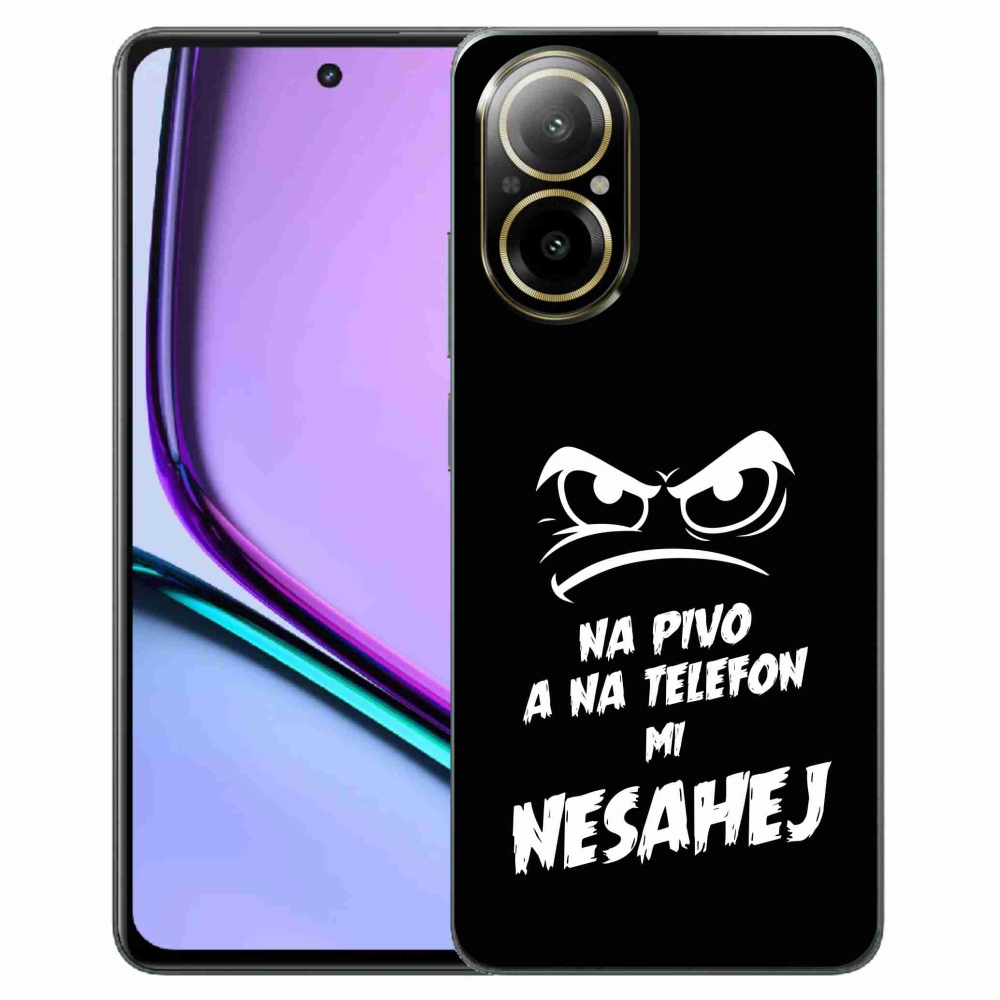 Gelový kryt mmCase na Realme C67 - pivní motiv 2 černé pozadí