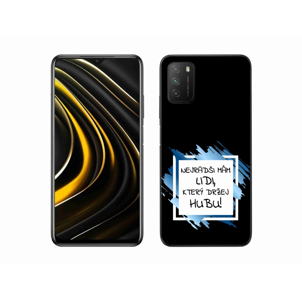 Gelový kryt mmCase na Xiaomi Poco M3 - vtipný text 7 bíločerné pozadí