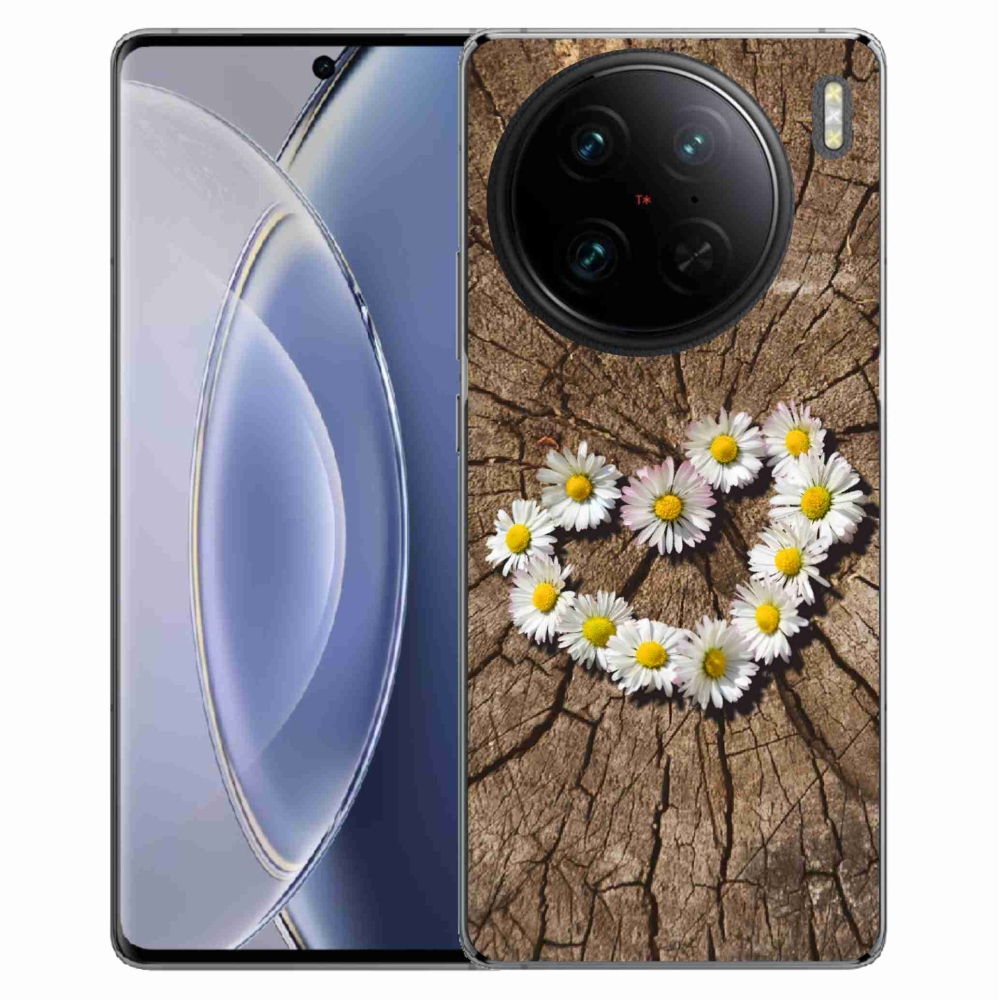 Gelový kryt mmCase na Vivo X90 Pro - srdce z kopretin